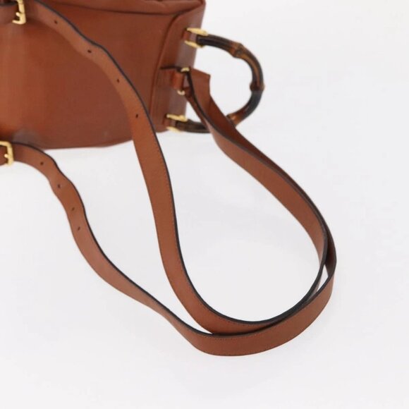 GUCCI Bamboo Backpack Leather Brown Gold main image 13